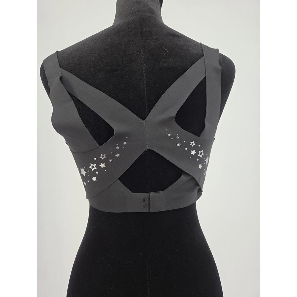 Victorias Secret Angel Max 34DD Seamless Sport Bra Black Silver Stars - Picture 3 of 4